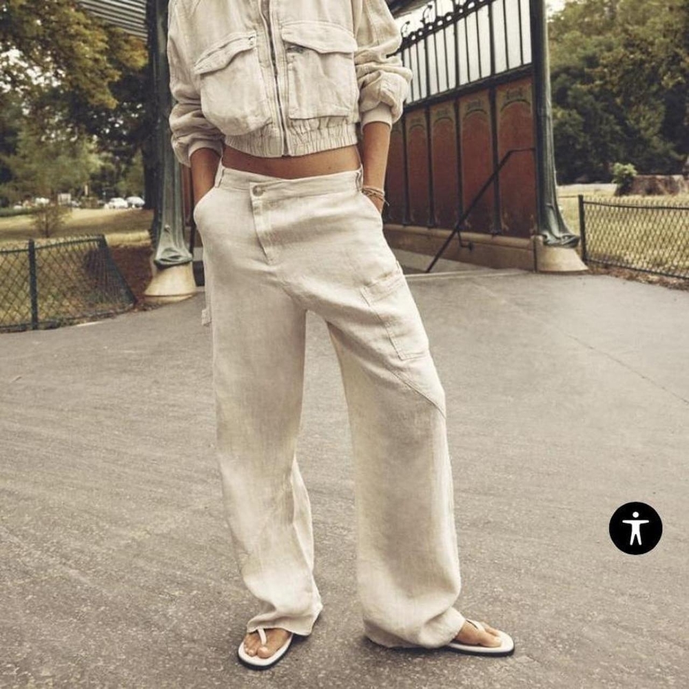 NWT ZARA “Alana” Linen Pants | Tan | Size M 100% Linen